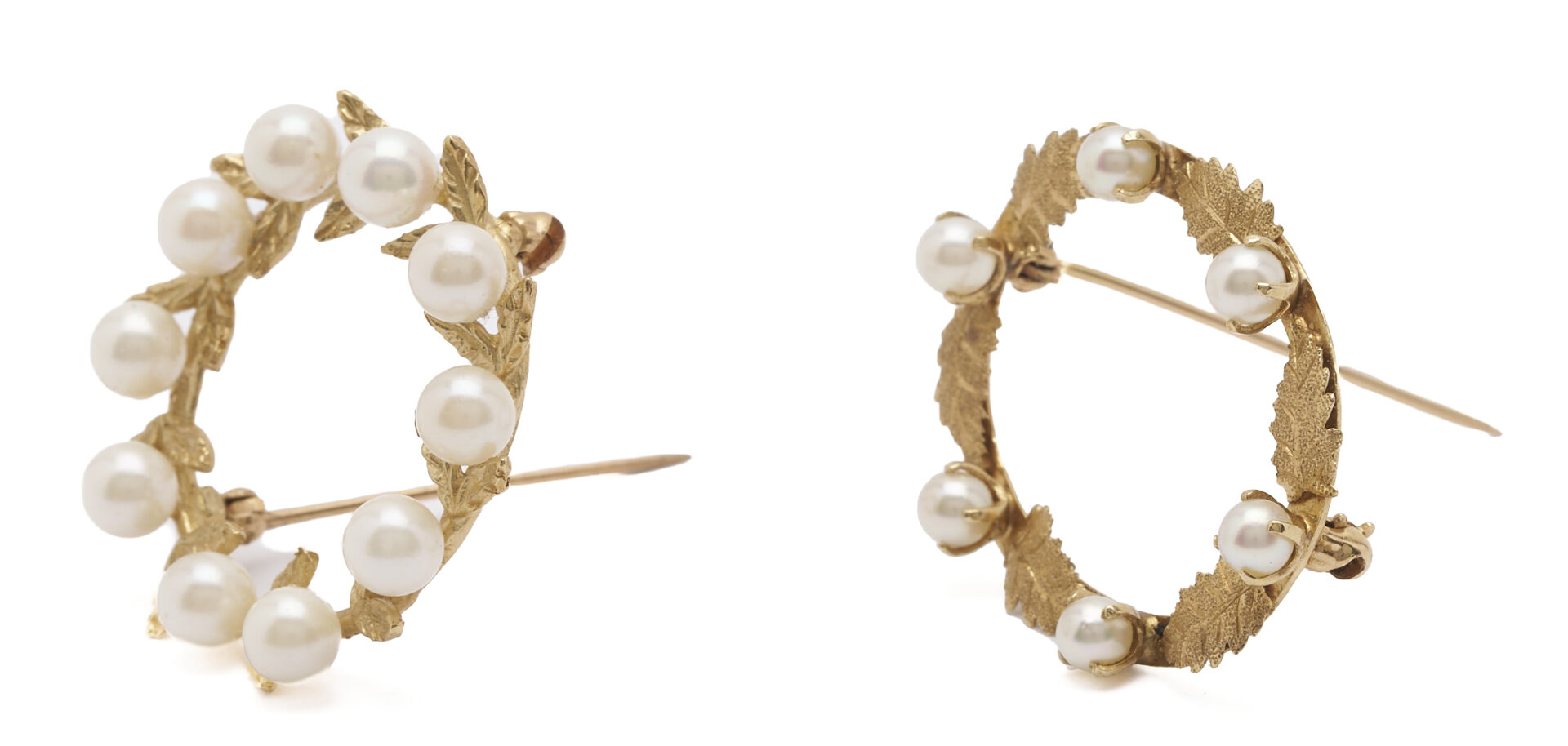 Lot 1137: Three 14K Gold & Pearl Jewelry Pieces
