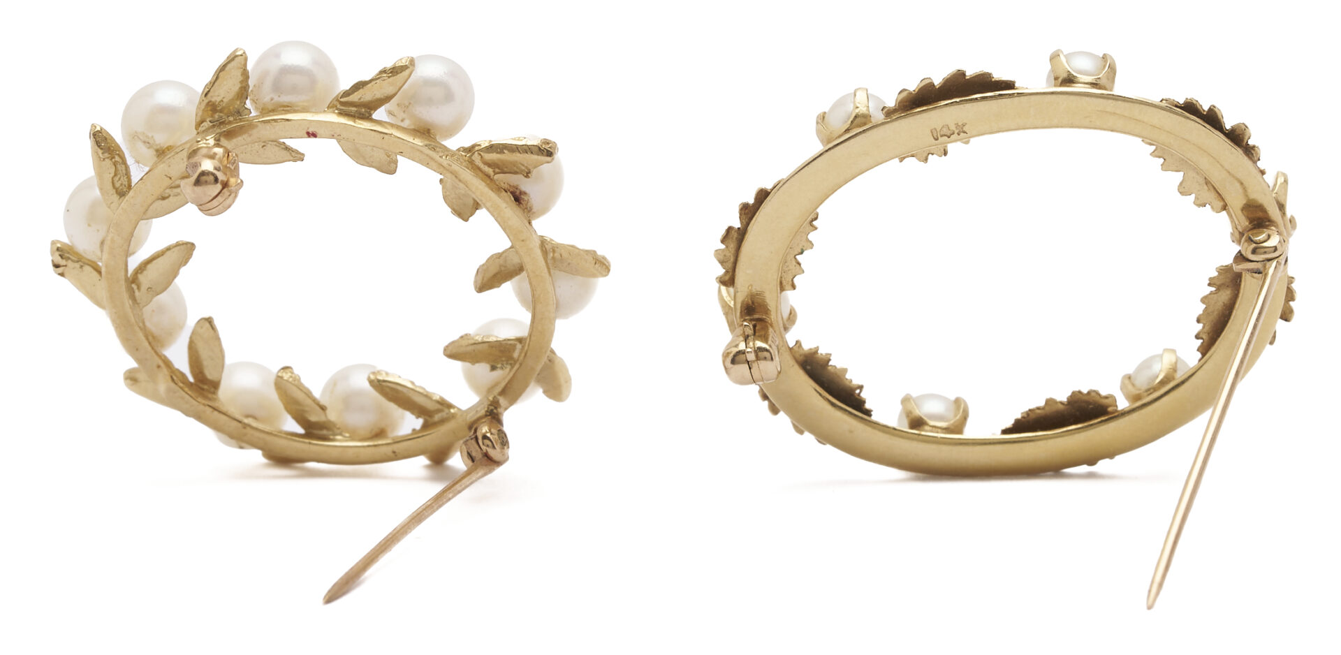 Lot 1137: Three 14K Gold & Pearl Jewelry Pieces