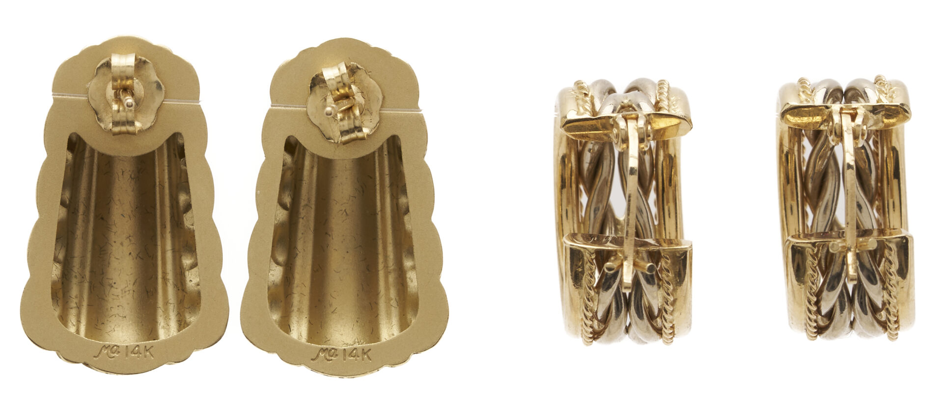 Lot 1138: 3 Gold Brooches & 2 Gold Earring Pairs