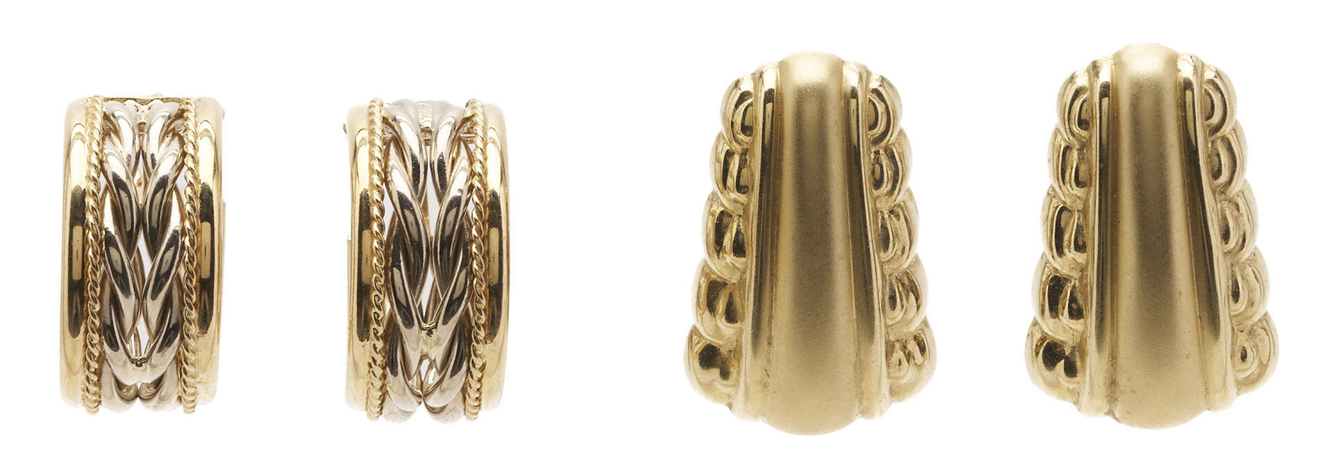 Lot 1138: 3 Gold Brooches & 2 Gold Earring Pairs