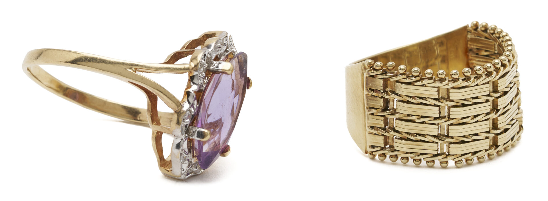 Lot 1143: 2 Ladies’ Gold Rings