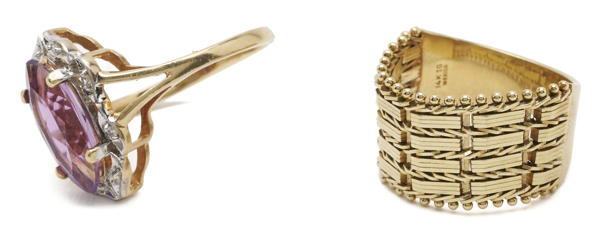 Lot 1143: 2 Ladies’ Gold Rings