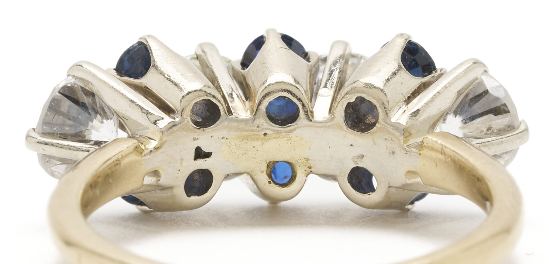 Lot 1144: 14K Yellow Gold Diamond & Sapphire Line Ring