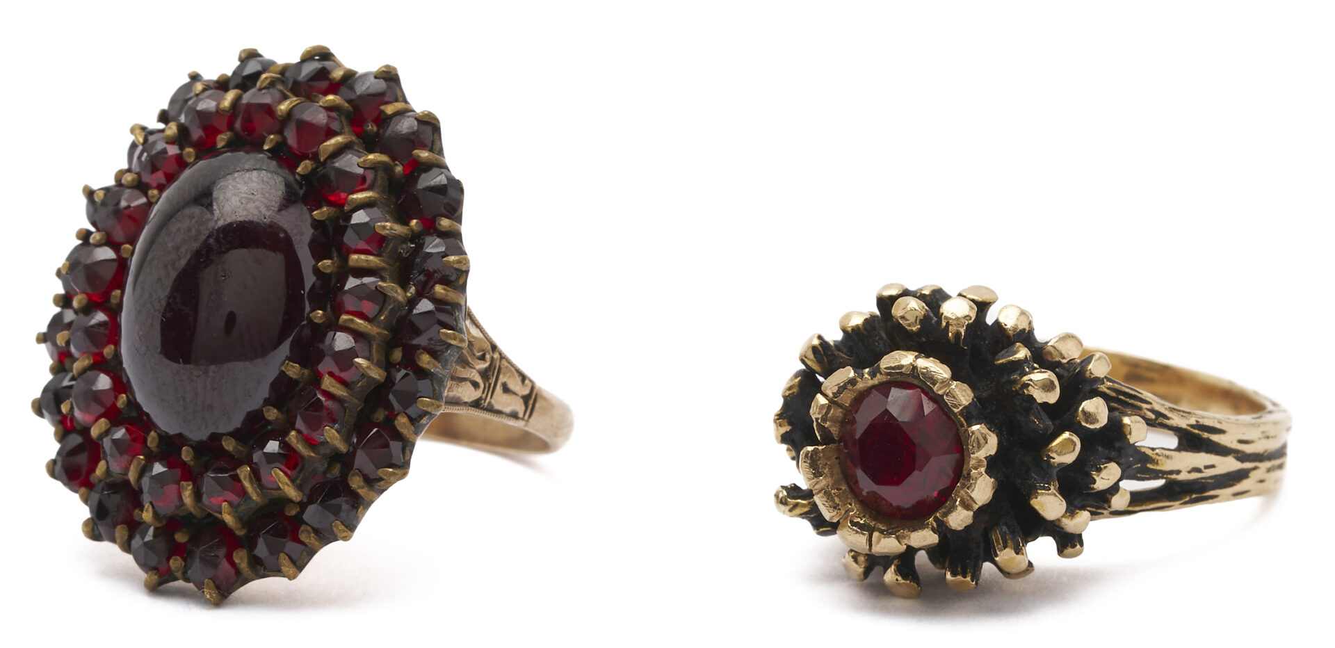 Lot 1145: 2 10K Gold & Gemstone Rings