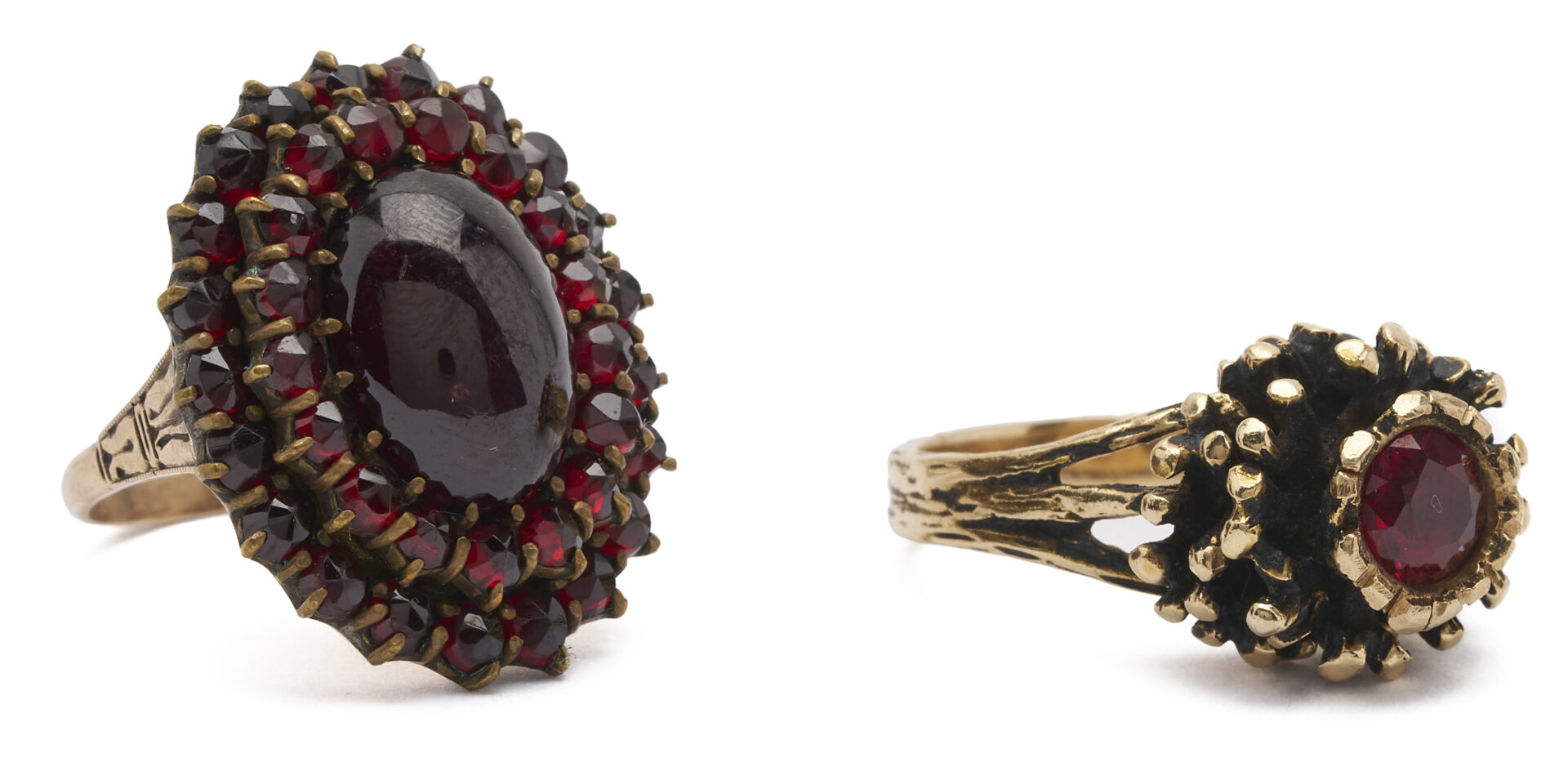 Lot 1145: 2 10K Gold & Gemstone Rings