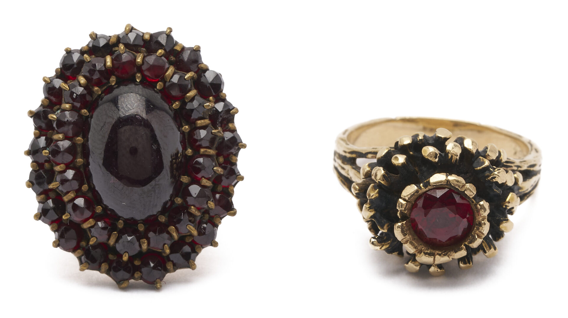 Lot 1145: 2 10K Gold & Gemstone Rings