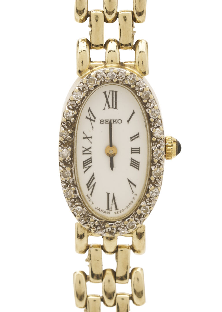 Lot 1147: 14K Gold & Diamond Seiko Wrist Watch
