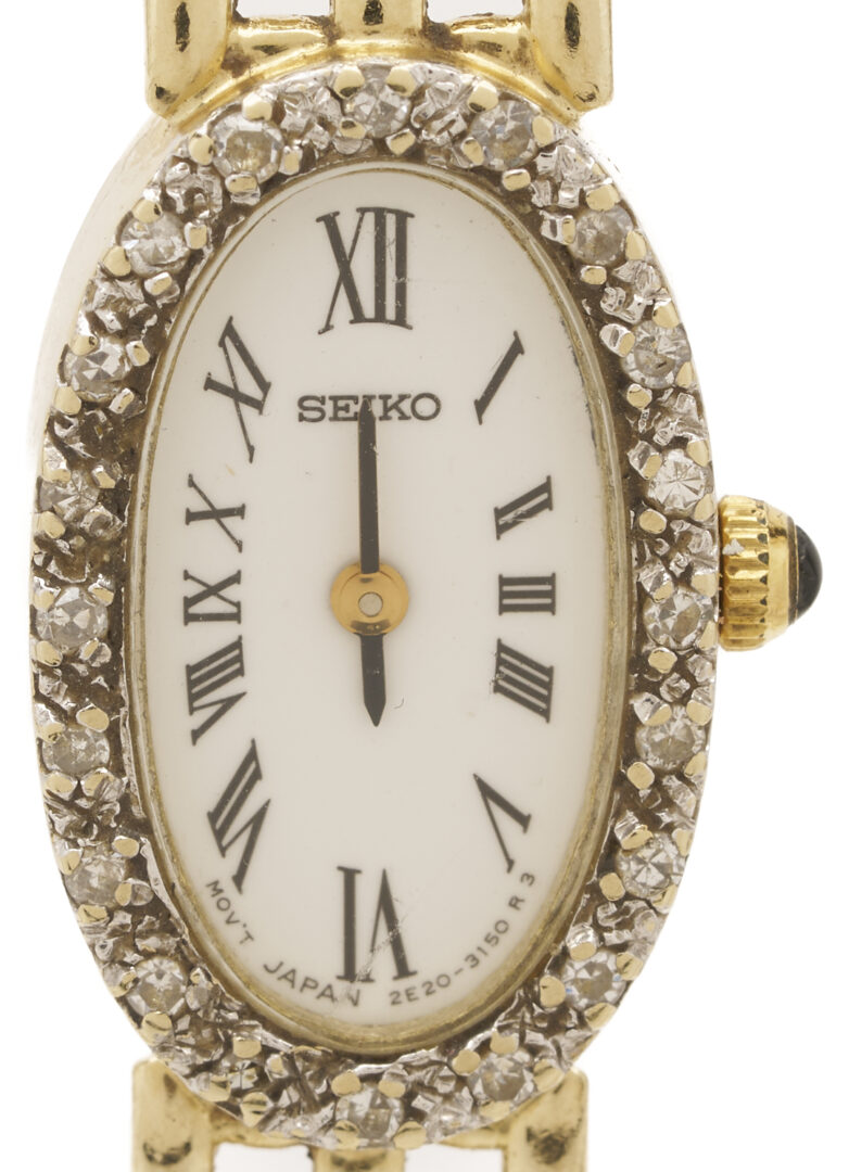 Lot 1147: 14K Gold & Diamond Seiko Wrist Watch
