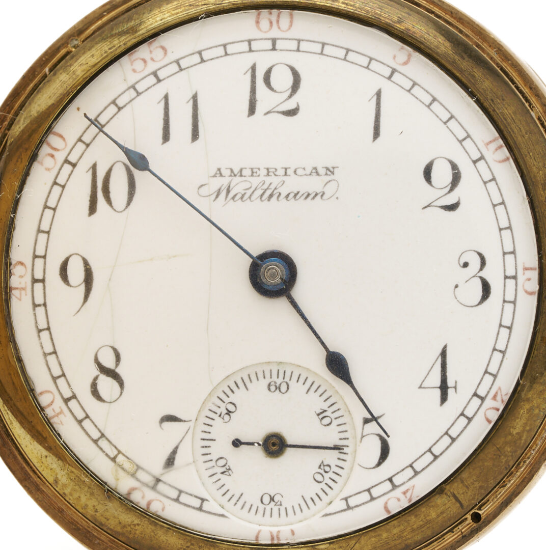 Lot 1148: 14K Waltham Seaside Pocket Watch