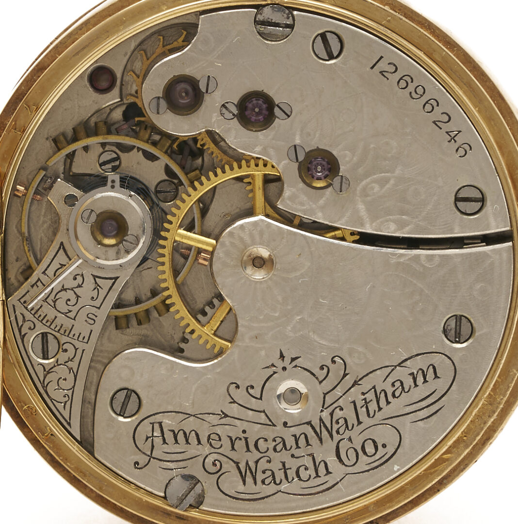 Lot 1148: 14K Waltham Seaside Pocket Watch