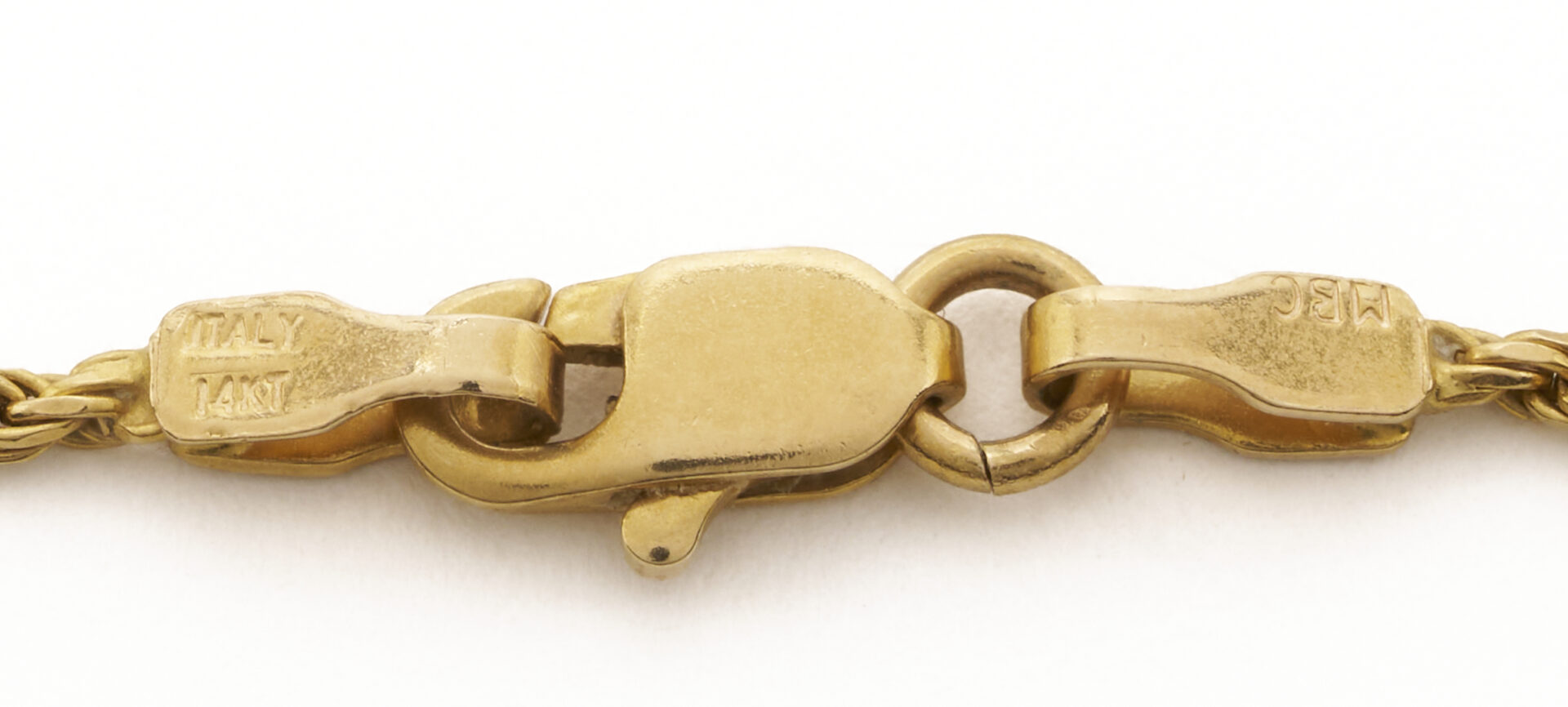 Lot 1149: 14K Gold Rope Chain Necklace with Gold & Enamel Pendant