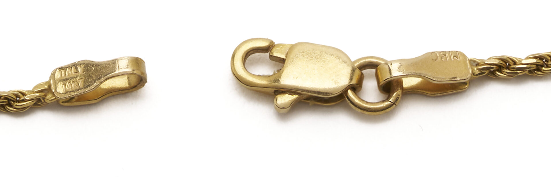 Lot 1149: 14K Gold Rope Chain Necklace with Gold & Enamel Pendant