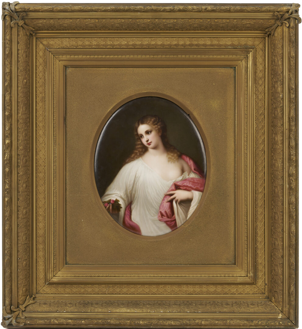 Lot 114: Large KPM Porcelain Plaque After Titian, Flora