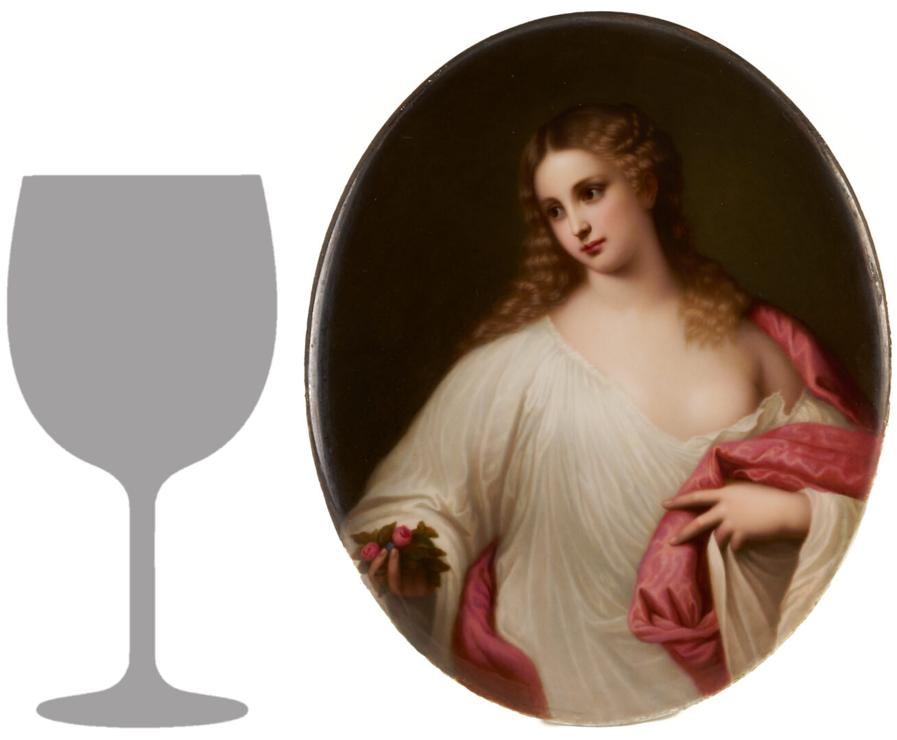 Lot 114: Large KPM Porcelain Plaque After Titian, Flora