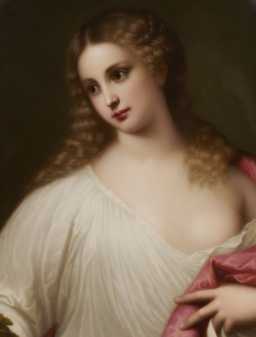 Lot 114: Large KPM Porcelain Plaque After Titian, Flora