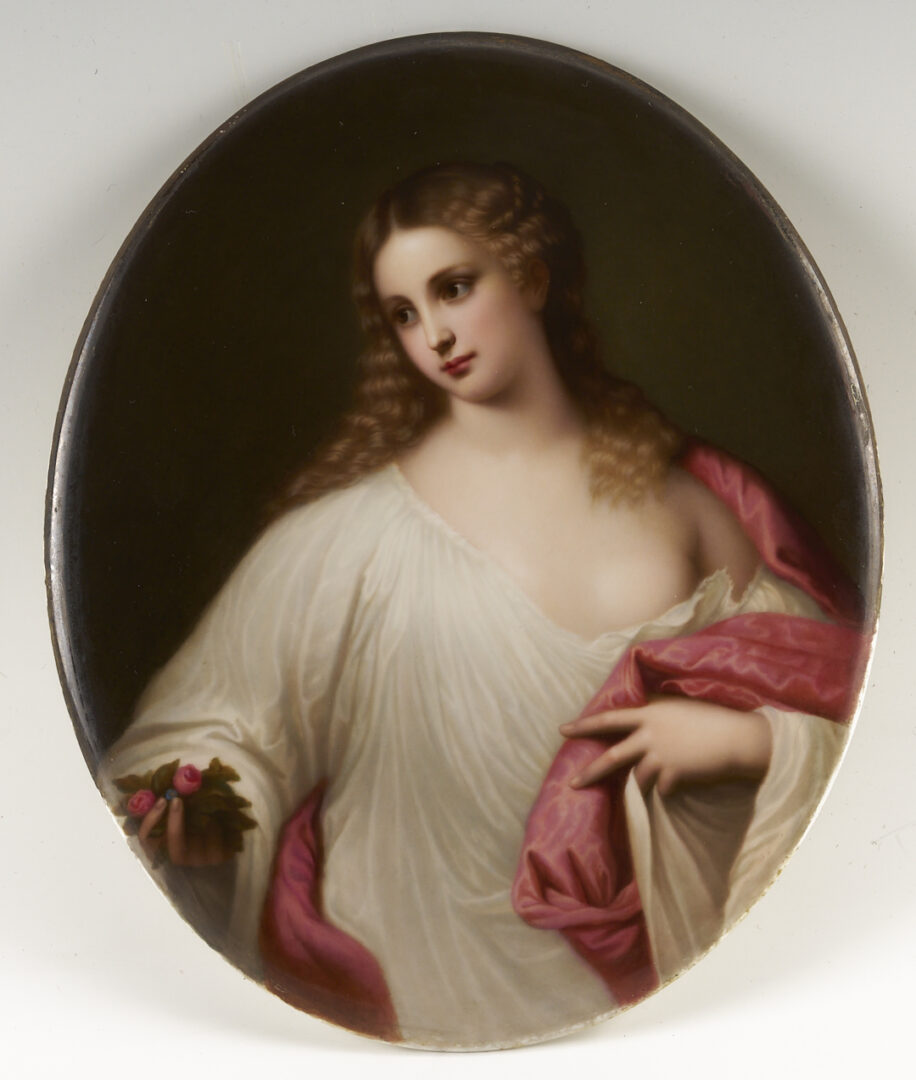 Lot 114: Large KPM Porcelain Plaque After Titian, Flora
