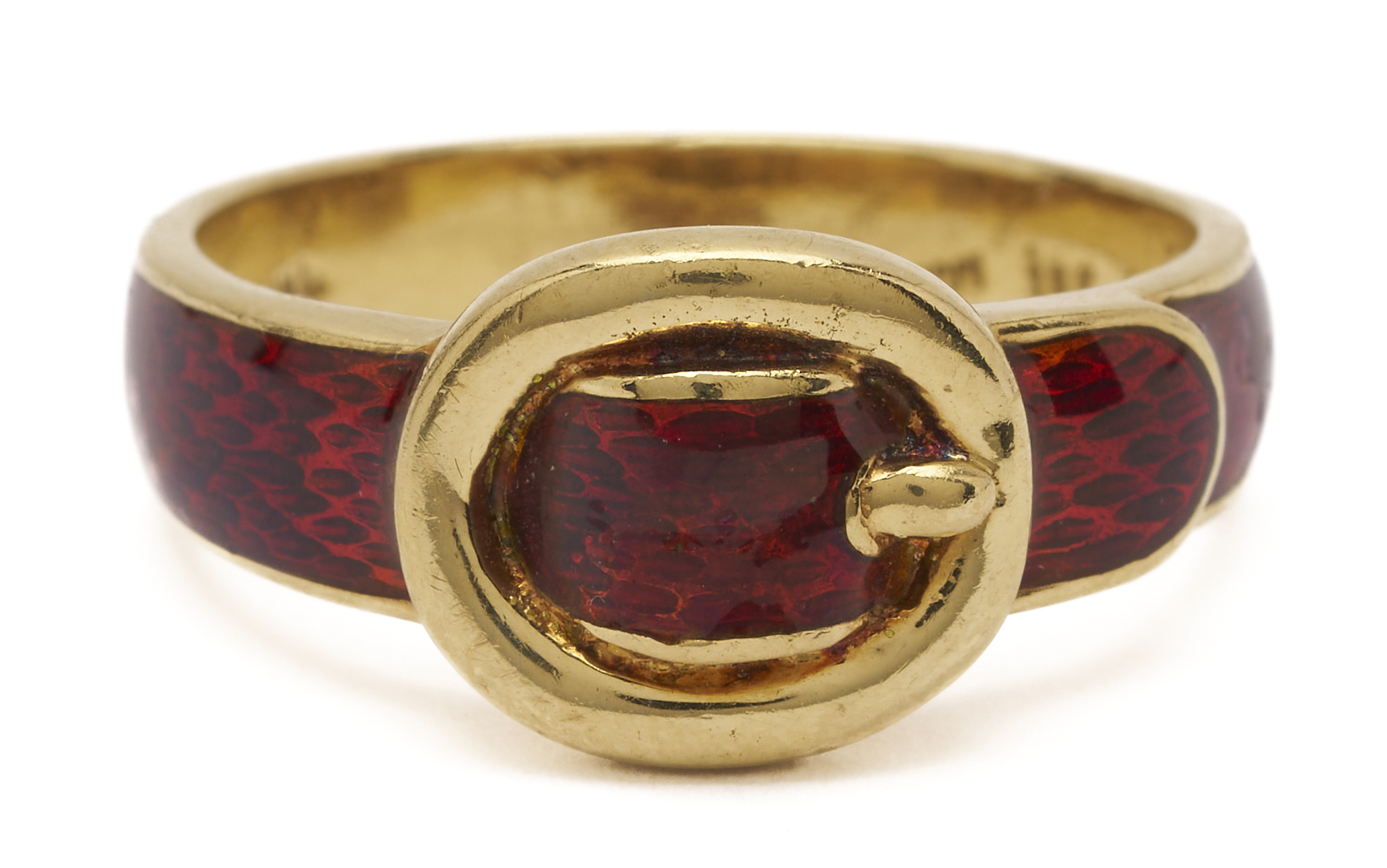 Lot 1152: 18K Gold & Enamel Gucci Belt Buckle Ring