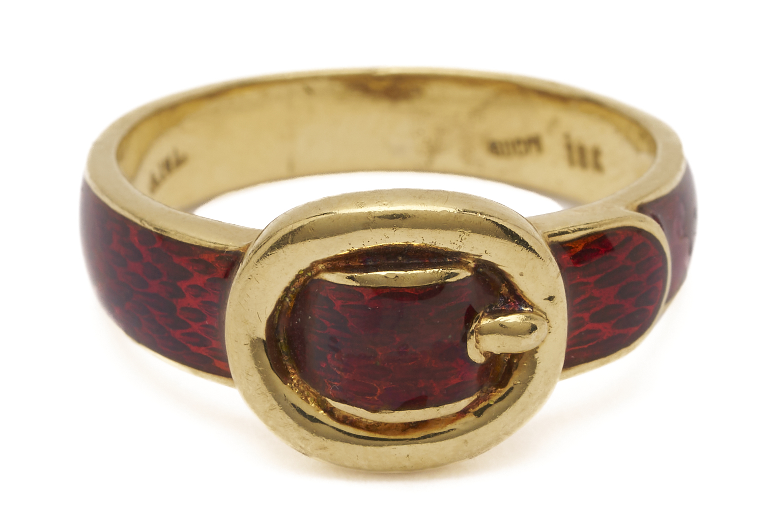 Lot 1152: 18K Gold & Enamel Gucci Belt Buckle Ring