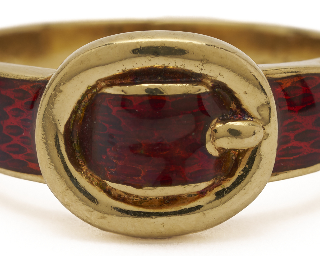 Lot 1152: 18K Gold & Enamel Gucci Belt Buckle Ring