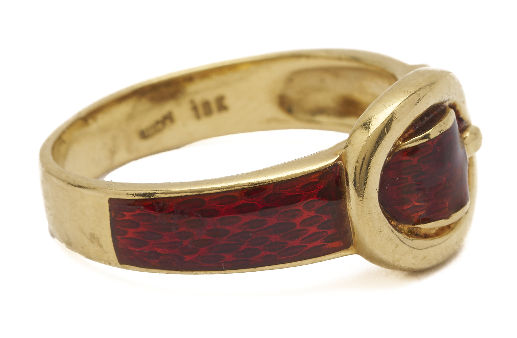 Lot 1152: 18K Gold & Enamel Gucci Belt Buckle Ring