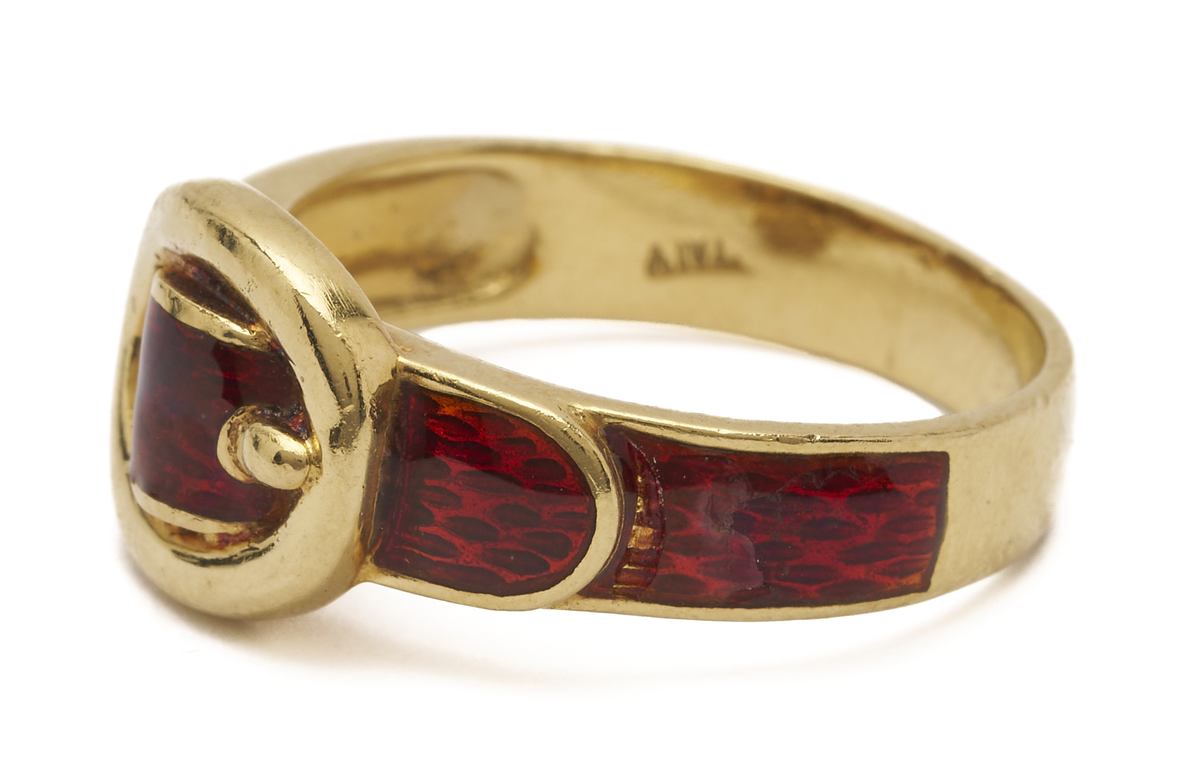 Lot 1152: 18K Gold & Enamel Gucci Belt Buckle Ring