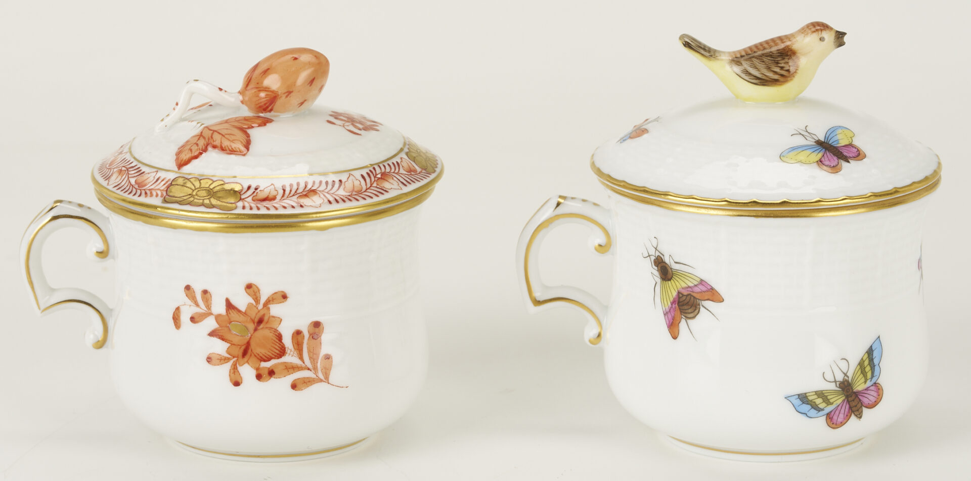 Lot 1154: 7 Assorted Porcelain Pots Du Creme, incl. Herend