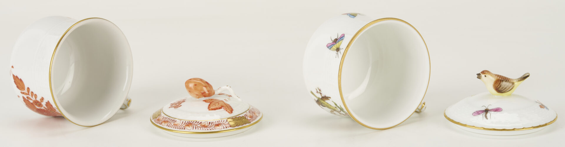 Lot 1154: 7 Assorted Porcelain Pots Du Creme, incl. Herend