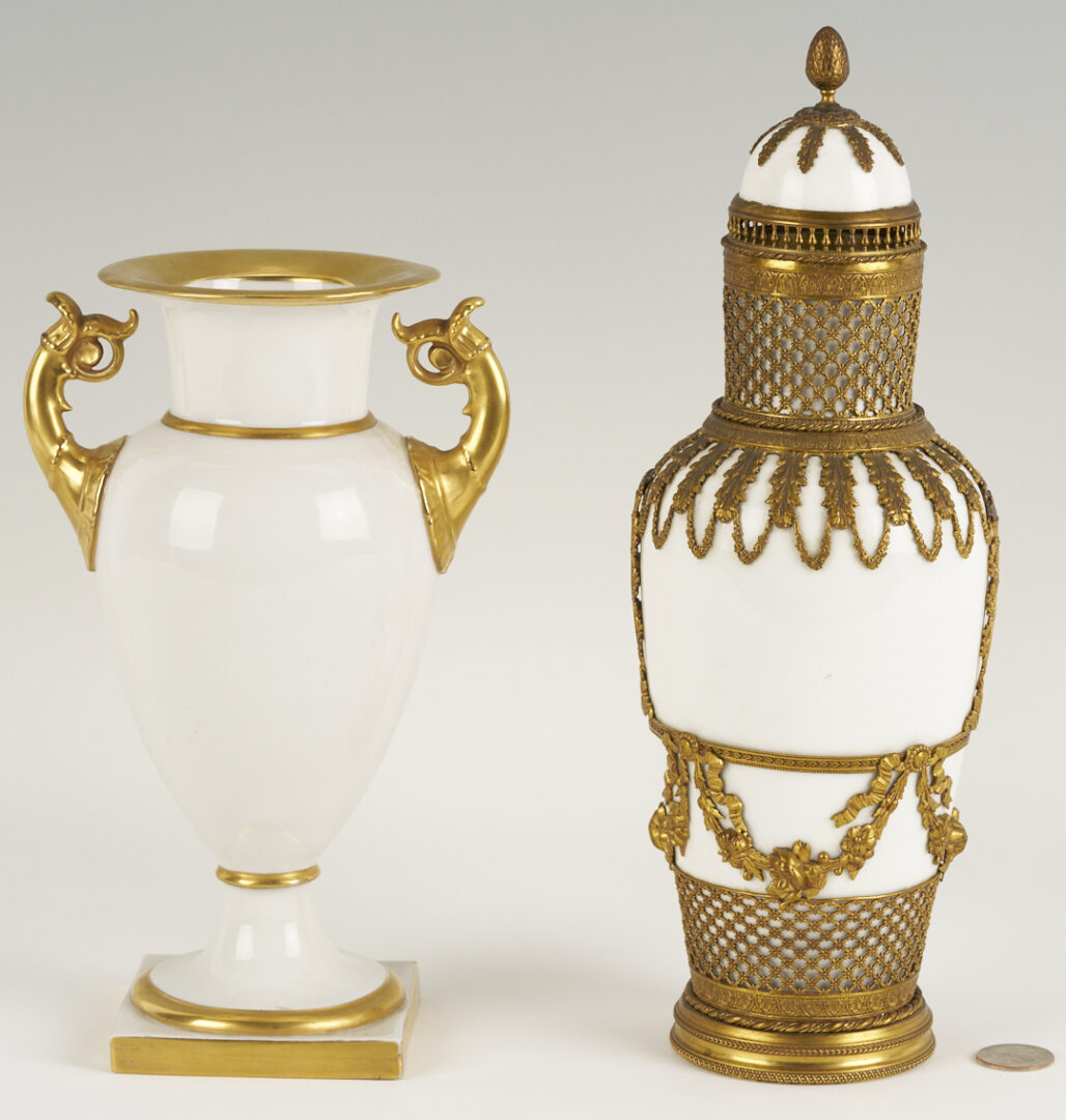 Lot 1156: Two Porcelain Urns, Gilt Bronze Mounted and Parcel Gilt