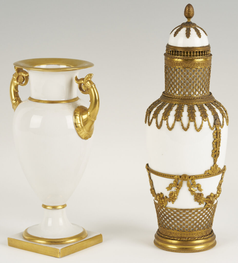 Lot 1156: Two Porcelain Urns, Gilt Bronze Mounted and Parcel Gilt