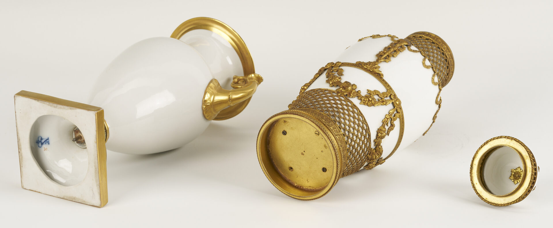 Lot 1156: Two Porcelain Urns, Gilt Bronze Mounted and Parcel Gilt