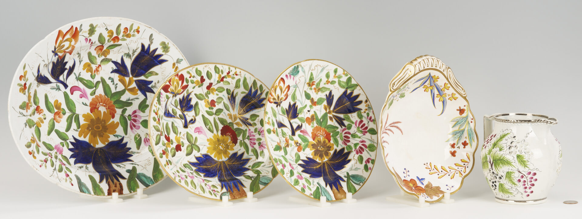 Lot 1157: 5 19th C. English Porcelain Items: Spode and Coalport