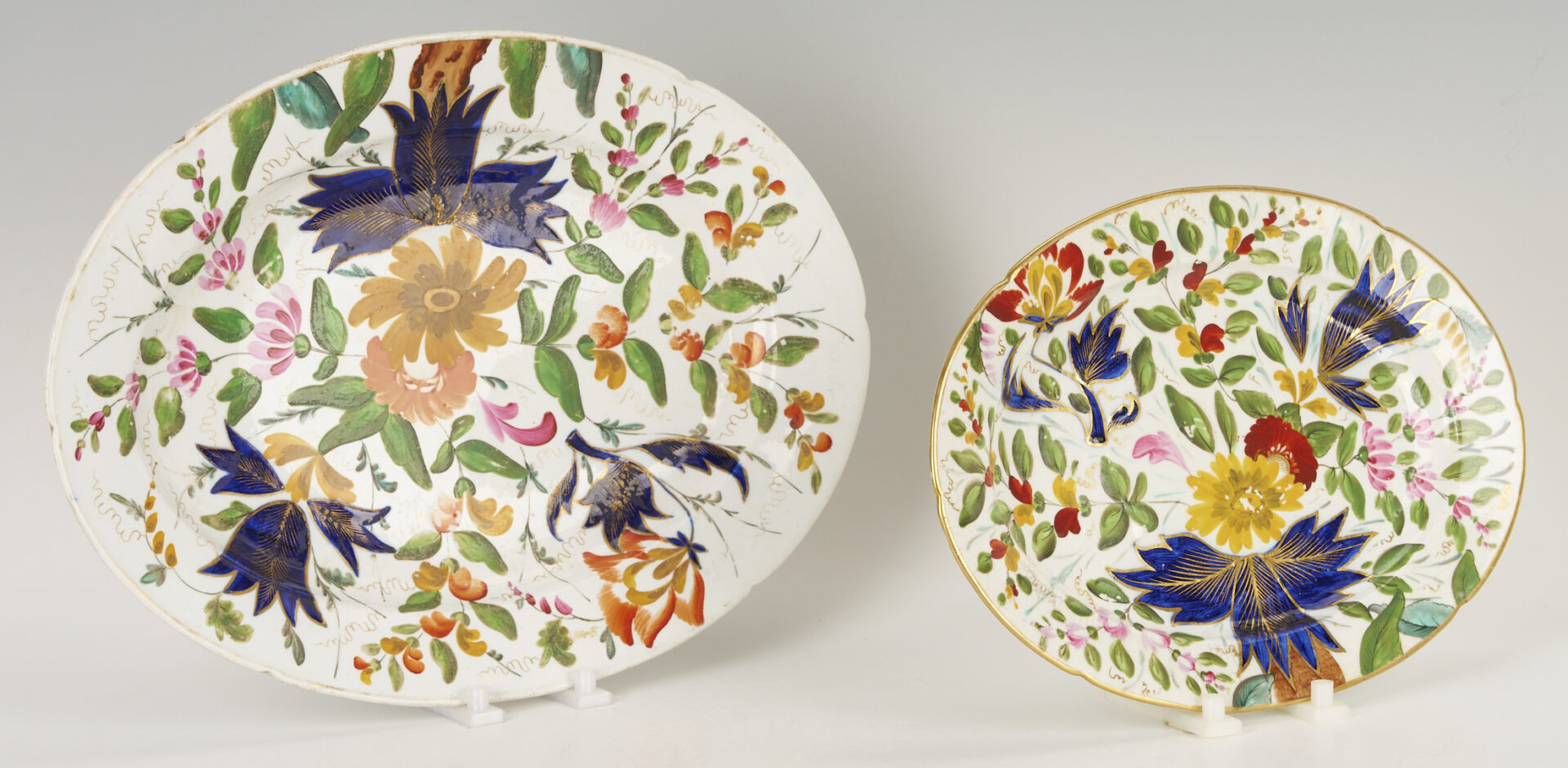 Lot 1157: 5 19th C. English Porcelain Items: Spode and Coalport