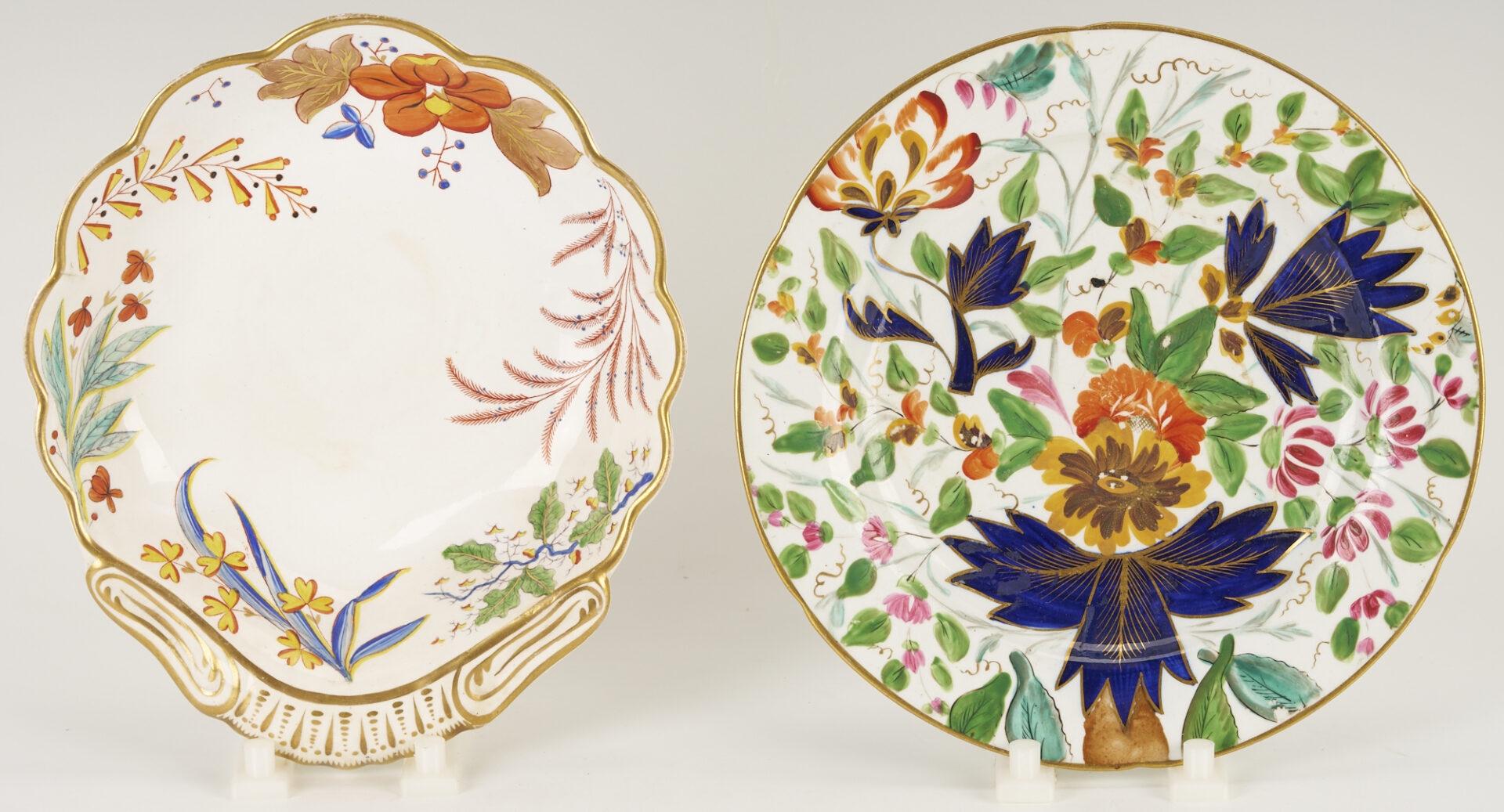 Lot 1157: 5 19th C. English Porcelain Items: Spode and Coalport