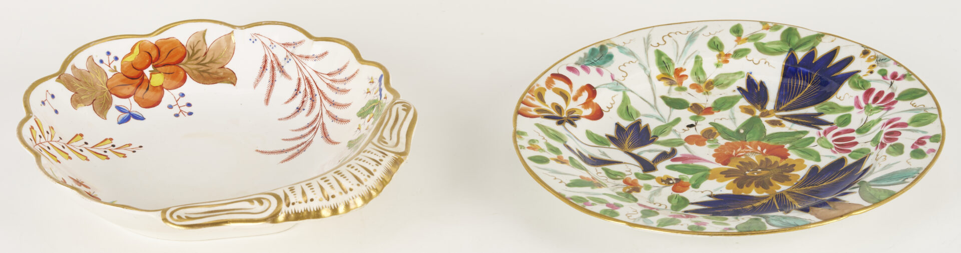 Lot 1157: 5 19th C. English Porcelain Items: Spode and Coalport