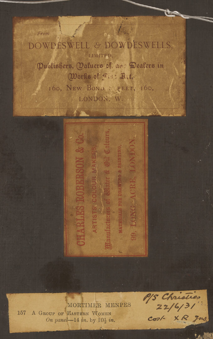 Lot 115: Mortimer Menpes O/B, Middle Eastern Women, ex-Dowdeswell & Dowdeswells