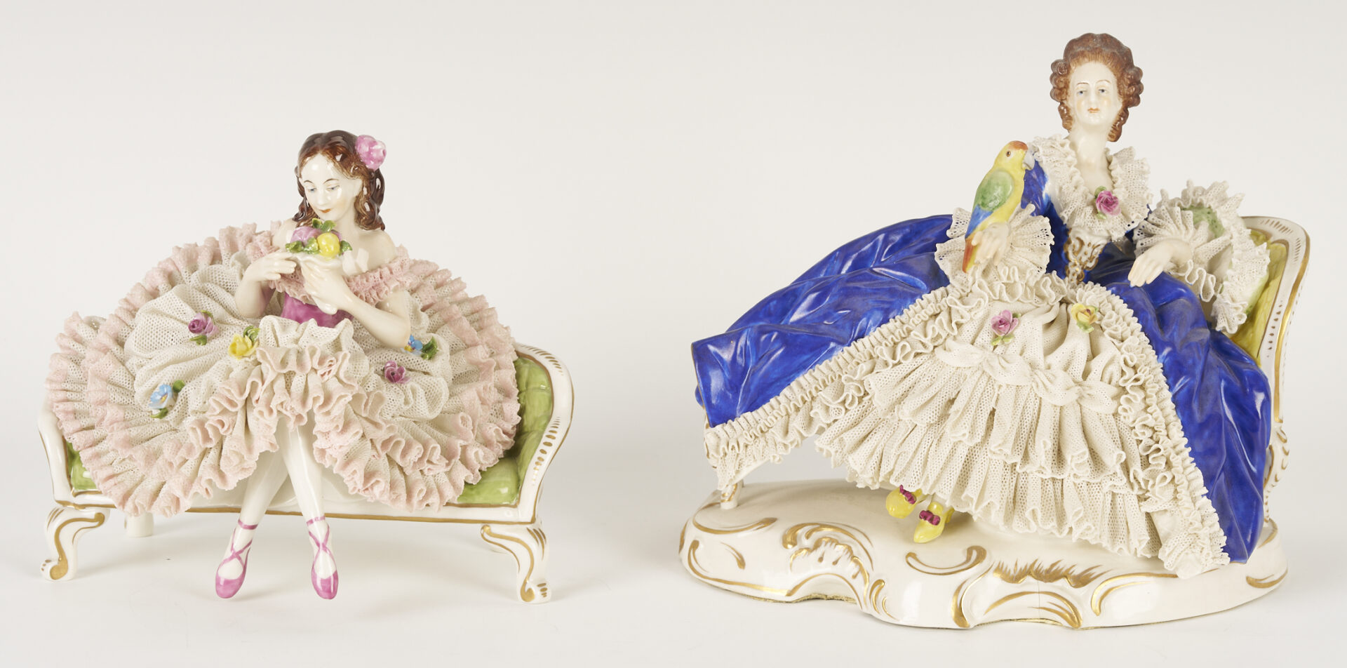 Lot 1161: 5 Dresden Lace Figures, Volkstedt