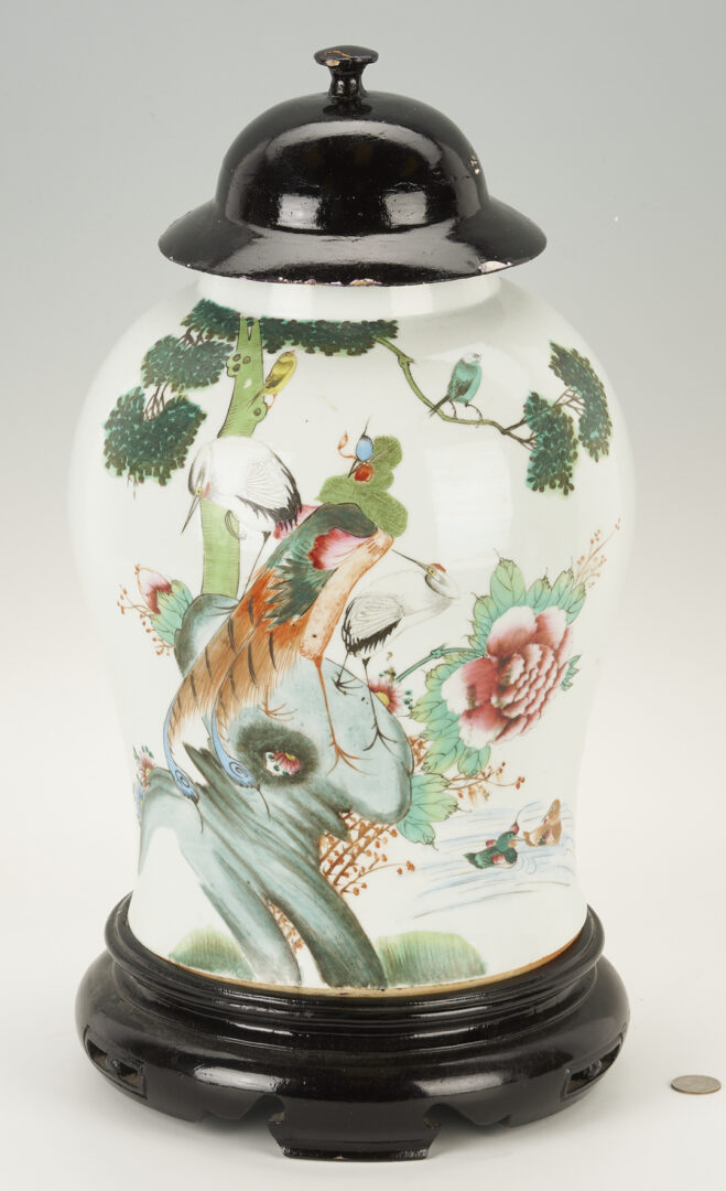 Lot 1162: Chinese Famille Rose Porcelain Poem Jar