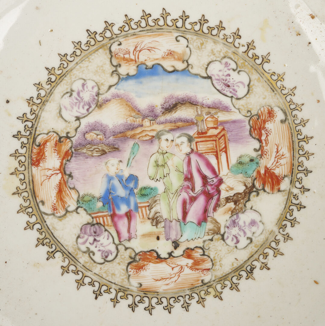 Lot 1164: Chinese Export Porcelain Punch Bowl, Teapot and 2 Plates