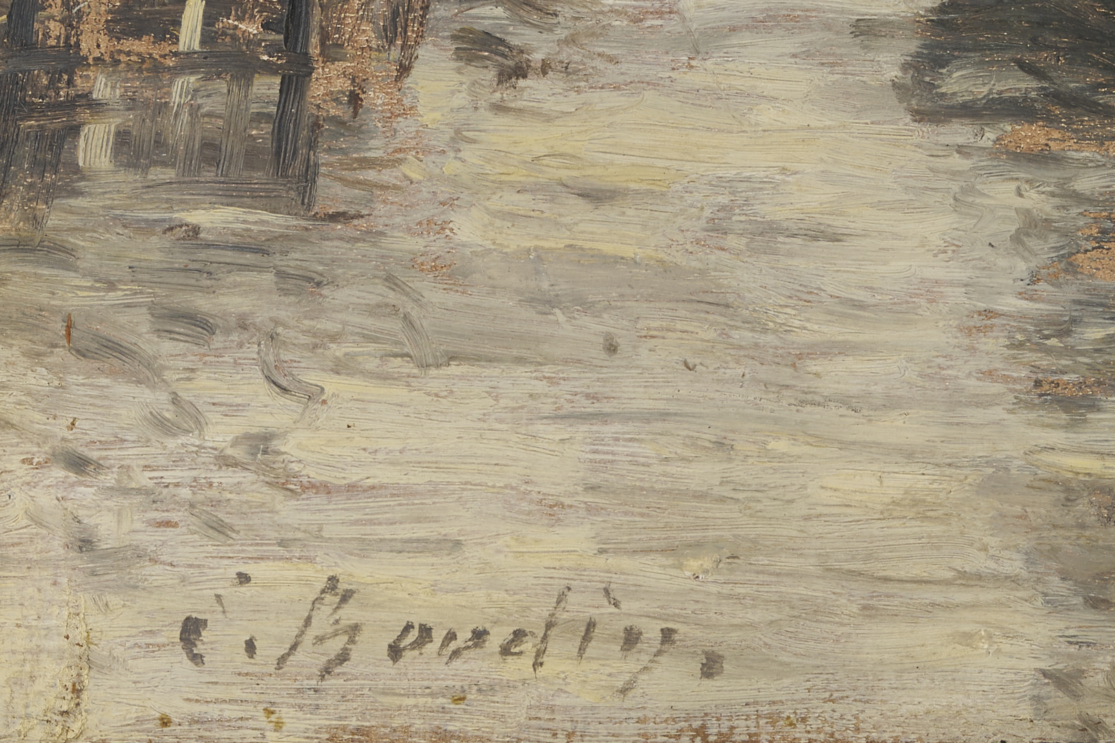 Lot 116: Eugene Boudin O/B Painting, French Harbor