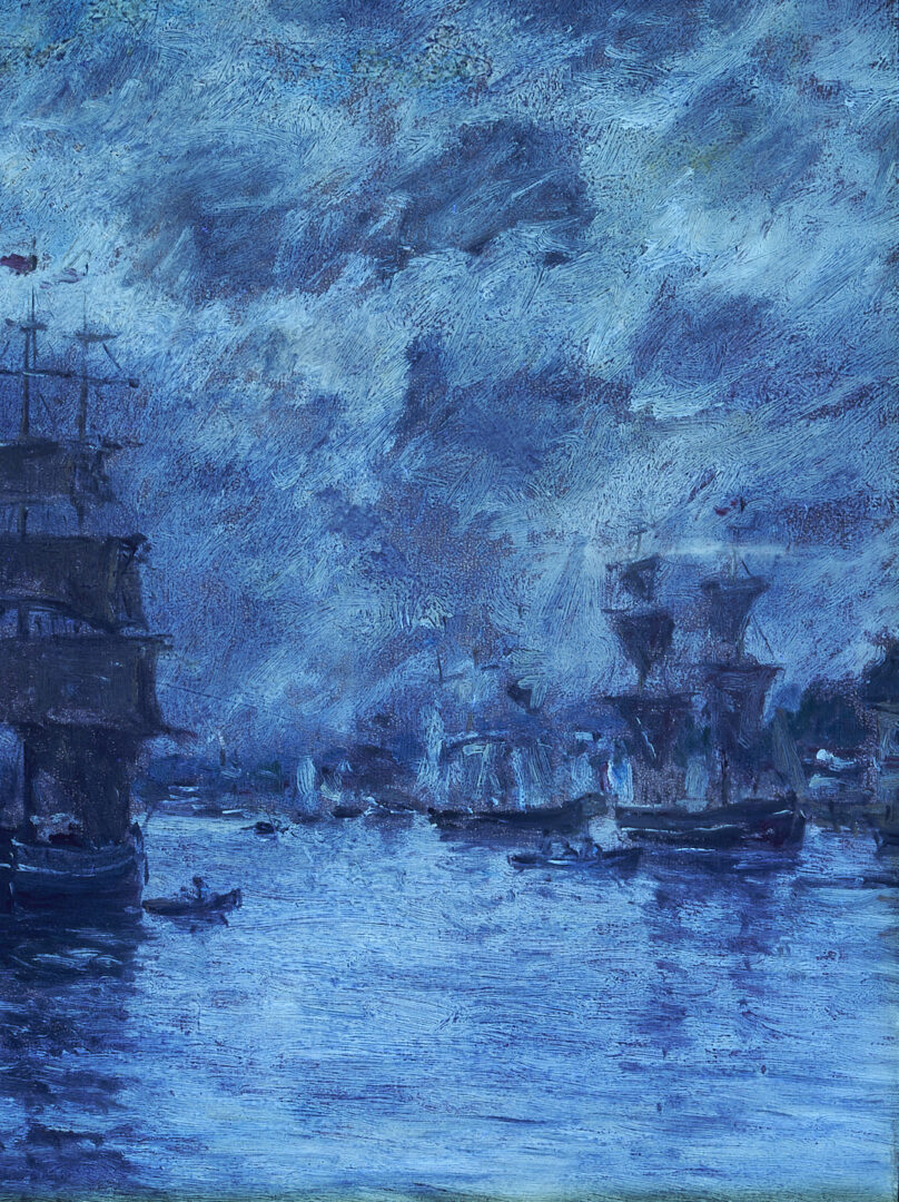 Lot 116: Eugene Boudin O/B Painting, French Harbor