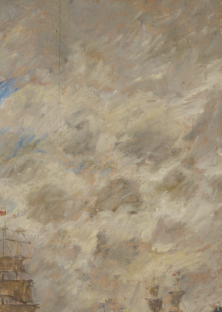 Lot 116: Eugene Boudin O/B Painting, French Harbor