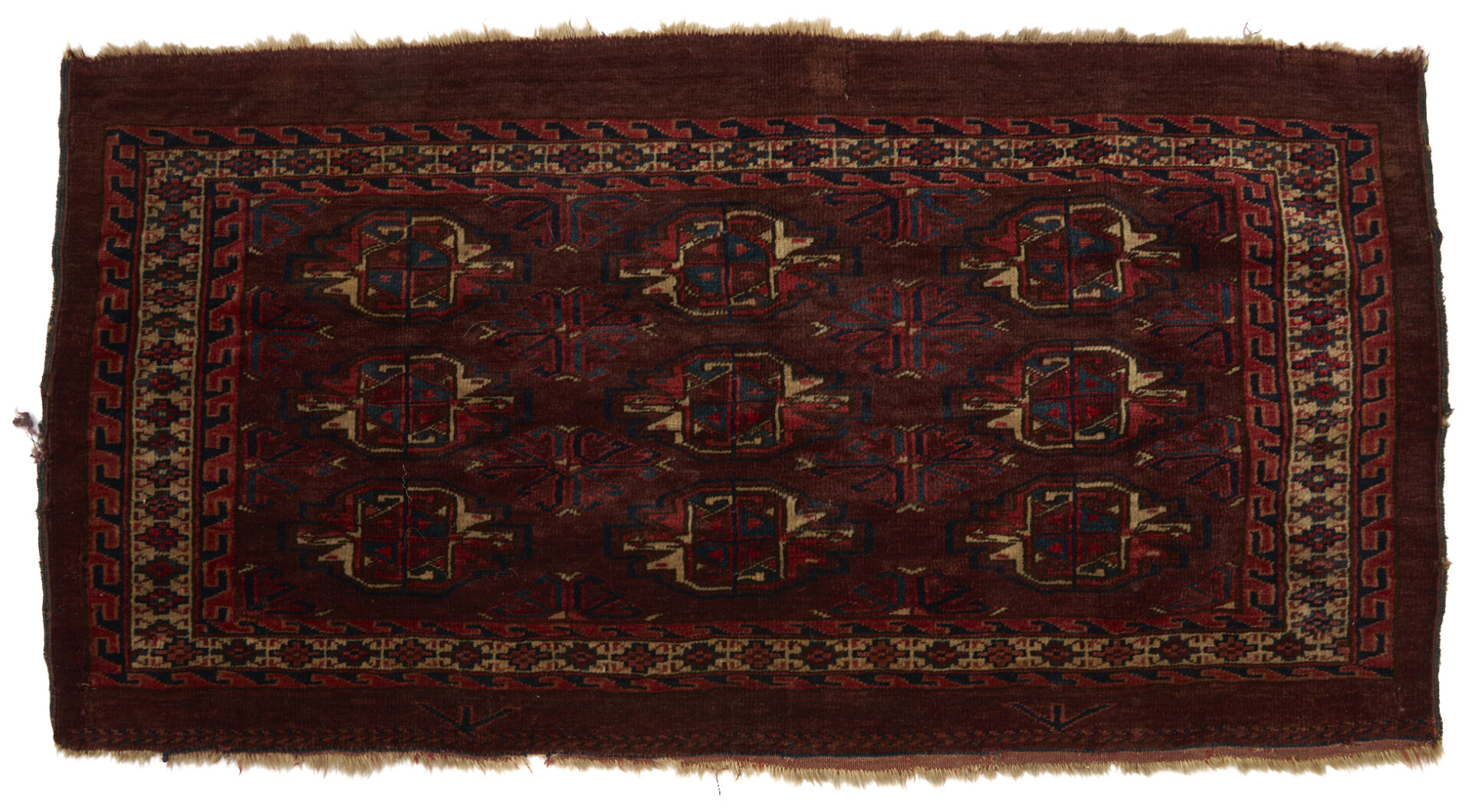 Lot 1171: 2 Antique Yomud or Yomut Turkmen Chuval Rugs