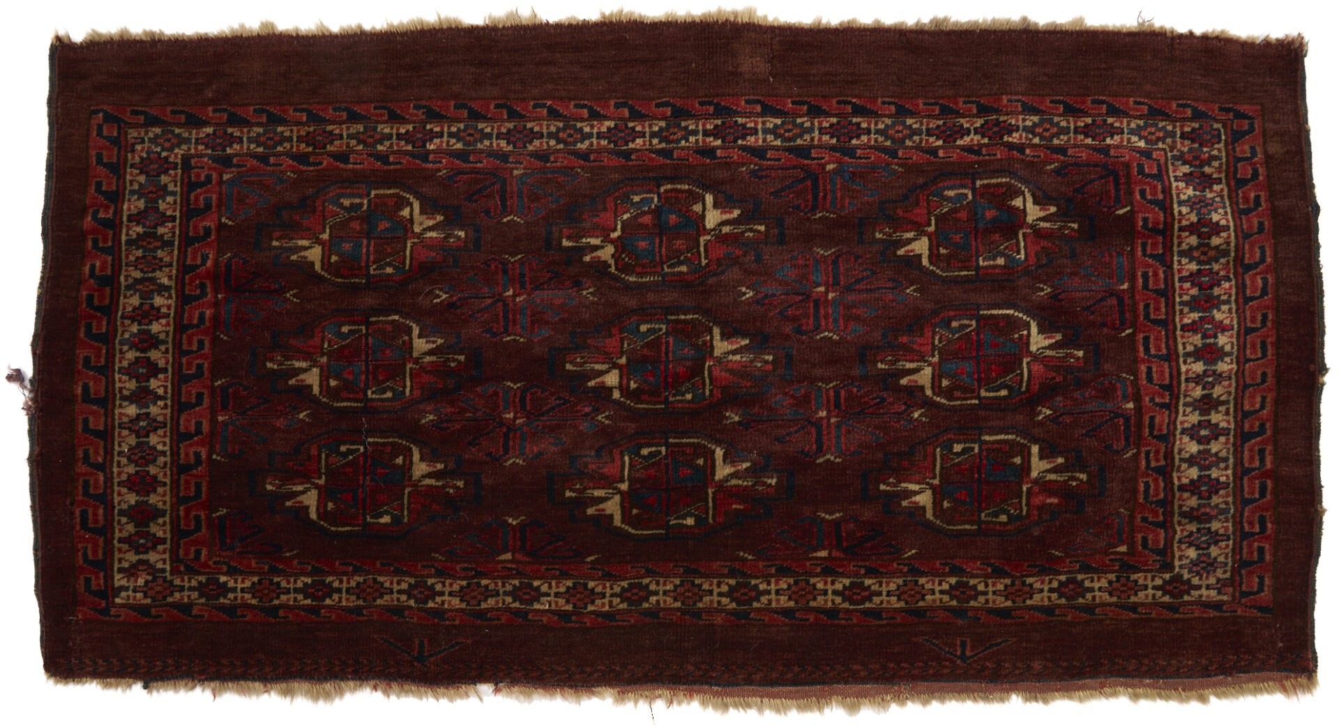 Lot 1171: 2 Antique Yomud or Yomut Turkmen Chuval Rugs