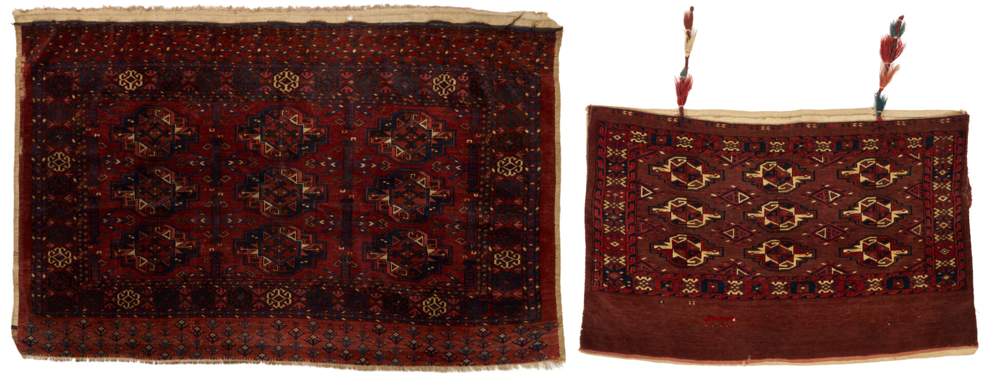 Lot 1172: 2 Antique Turkmen Weavings, Yomud Torba & Arabatchi Chuval