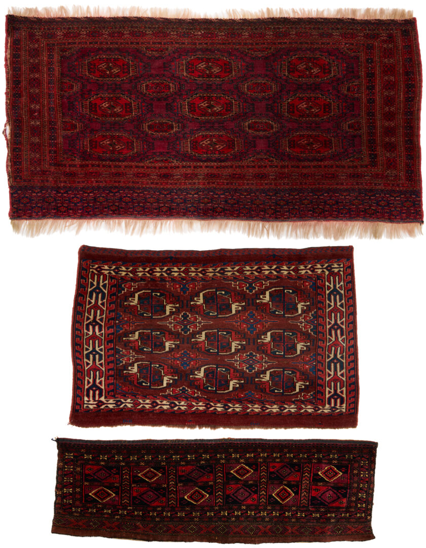 Lot 1175: Three Turkmen Weavings, Chuvals and Torba
