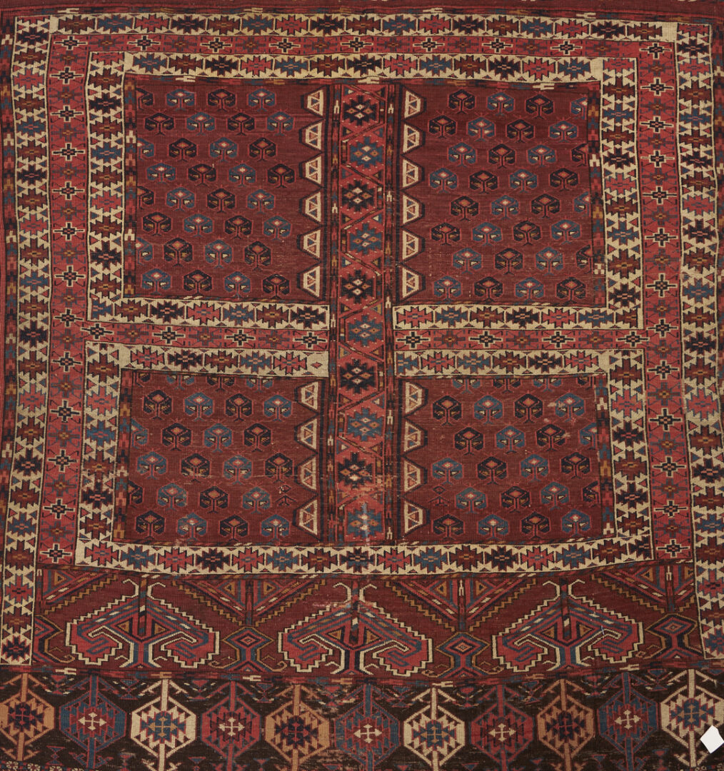 Lot 1176: 2 Antique Yomud Turkmen Tribal Rugs, Chuval & Ensi