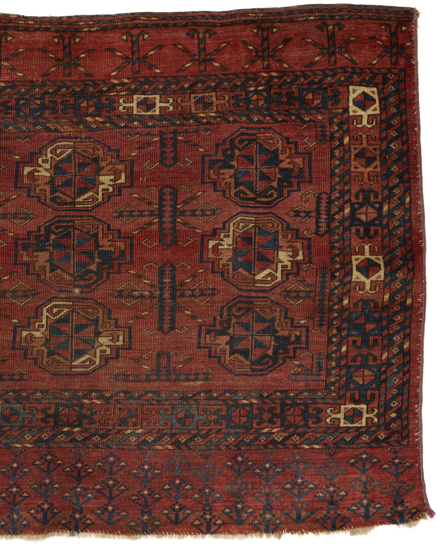 Lot 1176: 2 Antique Yomud Turkmen Tribal Rugs, Chuval & Ensi