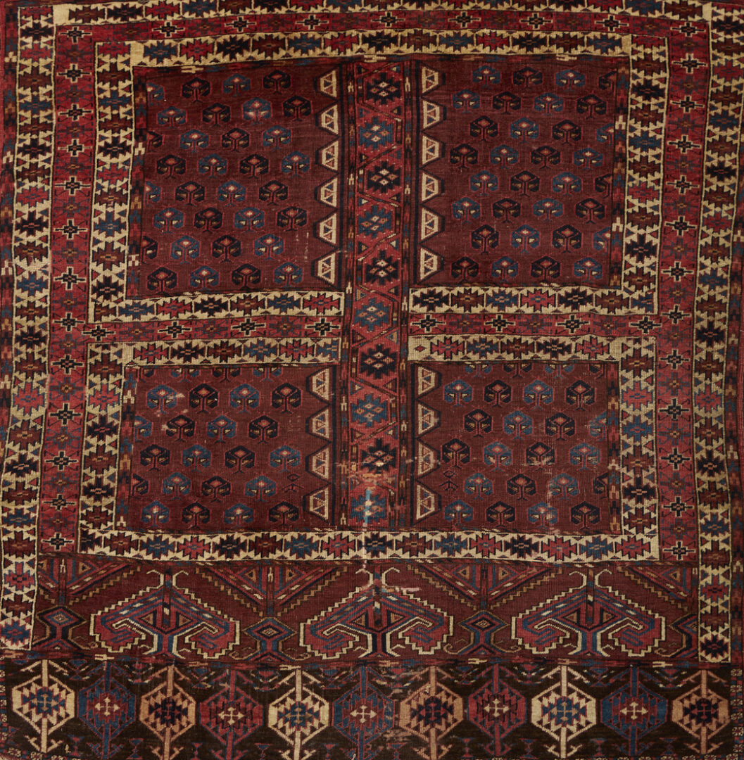 Lot 1176: 2 Antique Yomud Turkmen Tribal Rugs, Chuval & Ensi