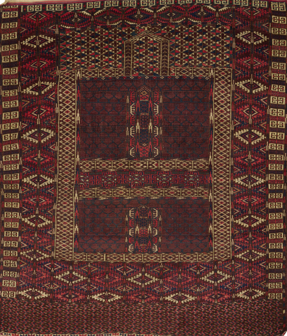 Lot 1179: 2 Antique Yomud or Yomut Turkmen Rugs, Chuval and Ensi