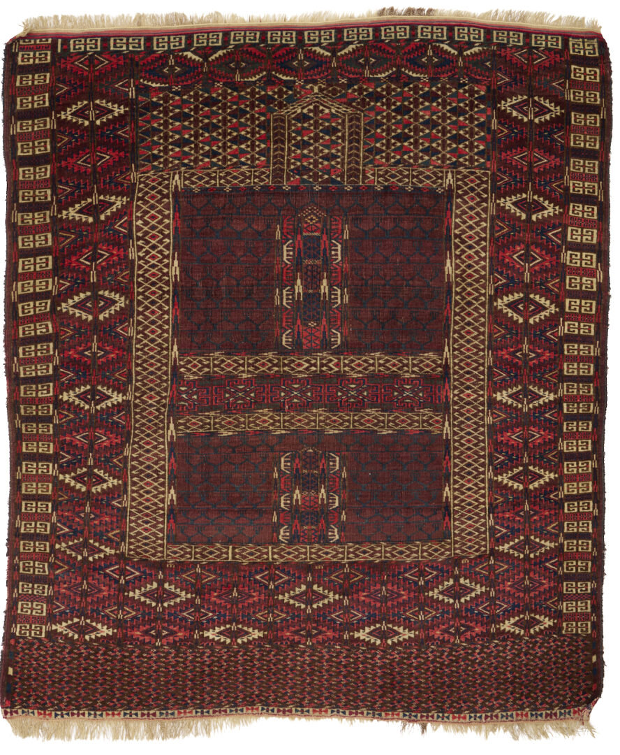 Lot 1179: 2 Antique Yomud or Yomut Turkmen Rugs, Chuval and Ensi